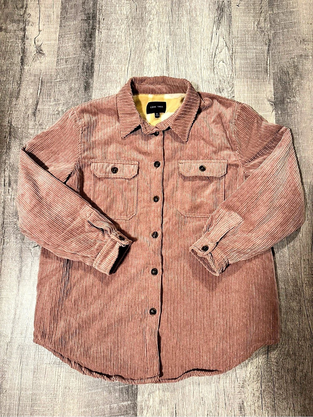 Love Tree Women’s Pink Corduroy Shacket Button Front Size M